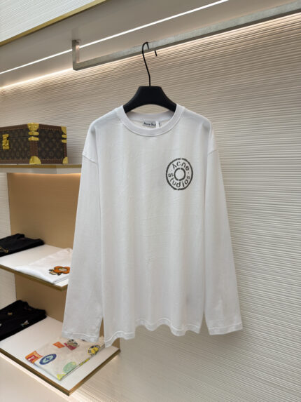 Acne Studios Button Logo Print Long-Sleeve Top