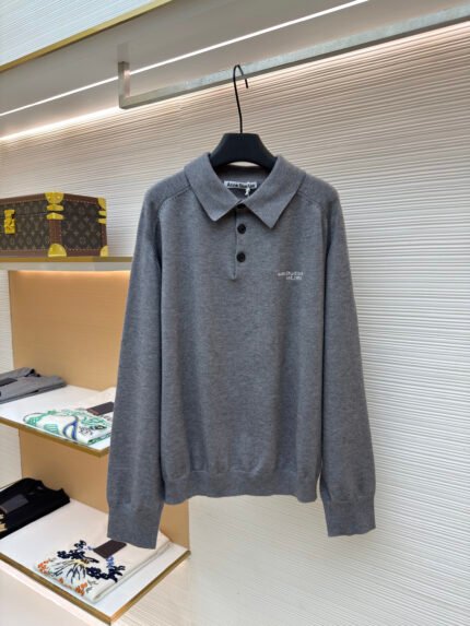 Acne Studios Logo-Embroidered Knitted Polo Shirt
