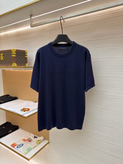 LOUIS VUITTON Letter Jacquard Mesh Knit Short Sleeve