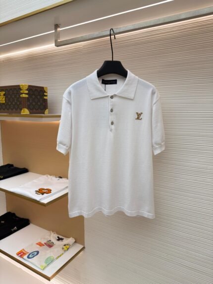 LOUIS VUITTON letter leather label knit short-sleeved polo shirt