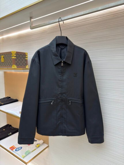 LOUIS VUITTON cotton shirt with zip pocket and logo, long-sleeved workwear
