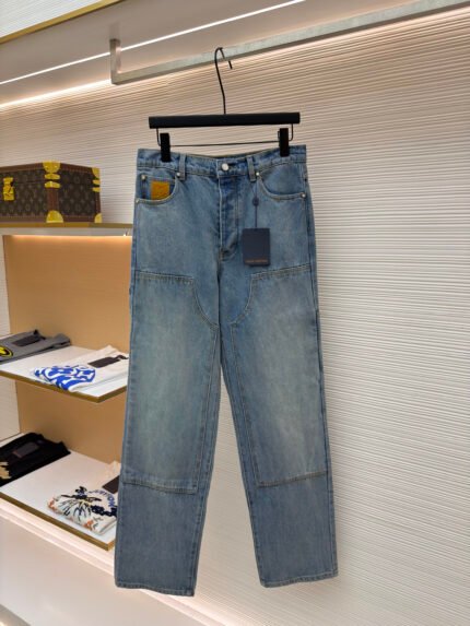 LOUIS VUITTON Distressed Washed Blue Denim Jeans