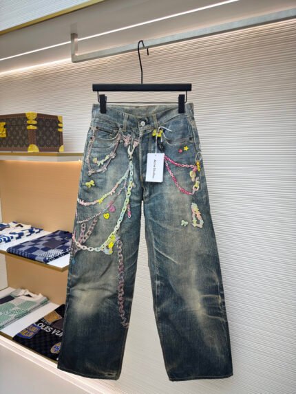 Acne Studios Chain 3D Print Straight Leg Jeans