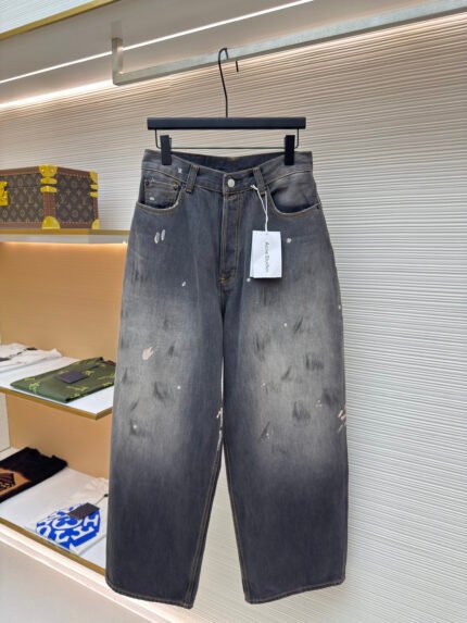 Acne Studios Washed Paint Splatter Wide-Leg Jeans