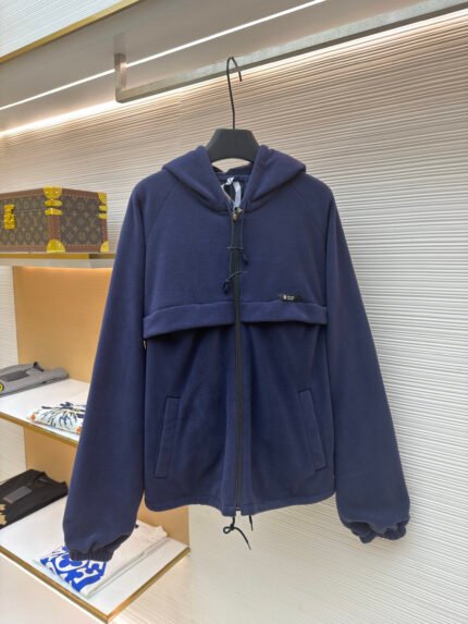 Prada Hooded Drawstring Fabric Cropped Jacket