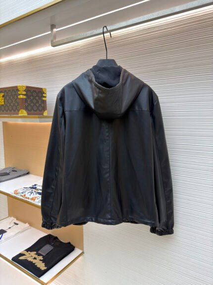Prada Reversible Leather and Nylon Hooded Jacket