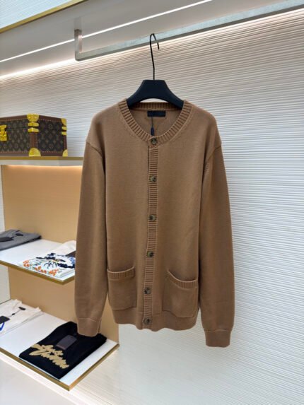 Prada Crew-Neck Single-Breasted Cashmere Cardigan