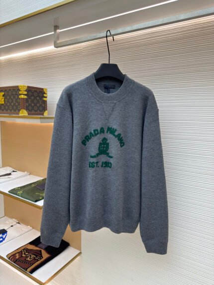 Prada Music Logo Embroidered Knit Sweater