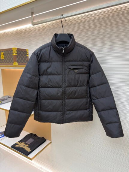 Prada Down Jacket with Triangle Logo Pocket