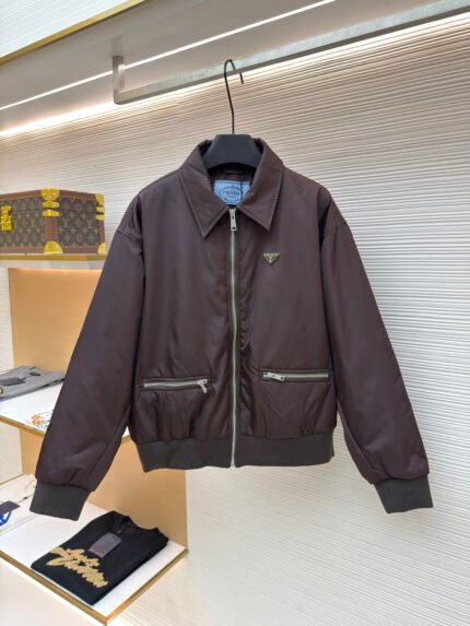 Prada Cotton Jacket with Triangle Logo and Zipper Pockets