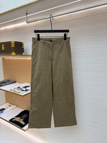 Prada Zip-Detail Wide-Leg Twill Trousers