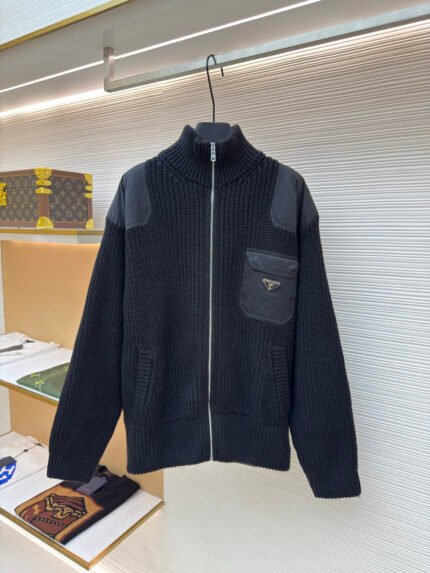 Prada Triangle Logo Knitted Cardigan