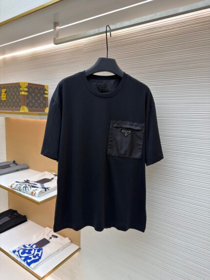 Prada Short-Sleeve Shirt with Triangle Logo Pocket