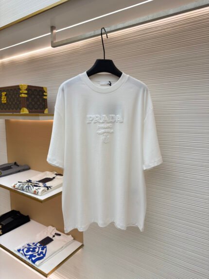 Prada Short-Sleeve Shirt with Terry Embroidery