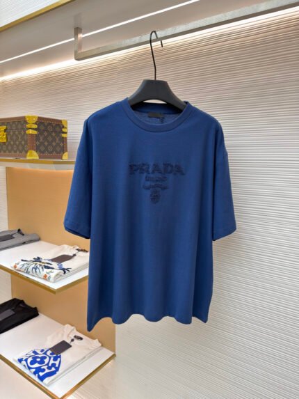 Prada Short-Sleeve Shirt with Terry Embroidery