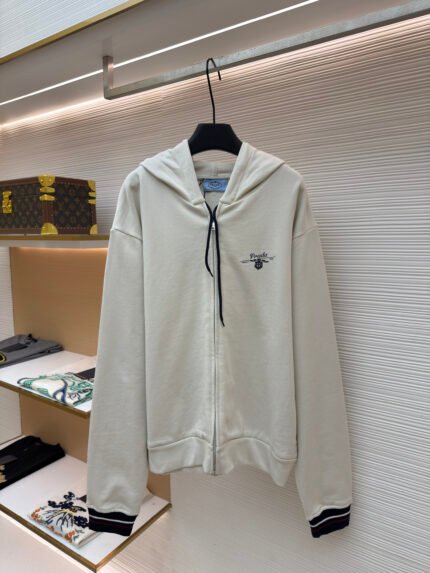 Prada Collegiate Zip-Up Hoodie