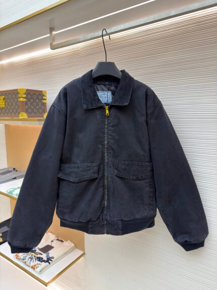 Prada Distressed Washed Cotton Jacket