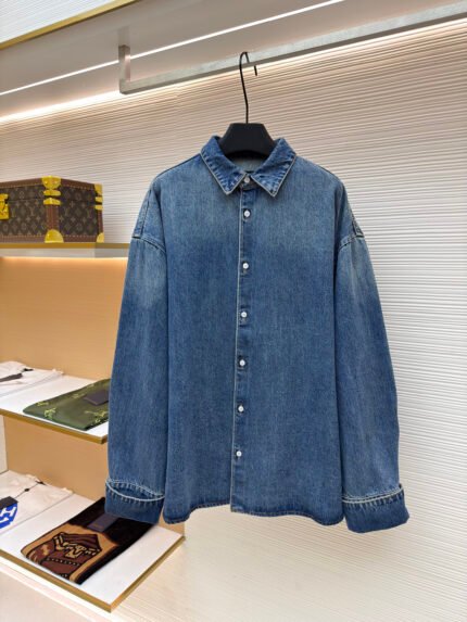 Prada Loose-Fit Long-Sleeve Denim Jacket with Collar
