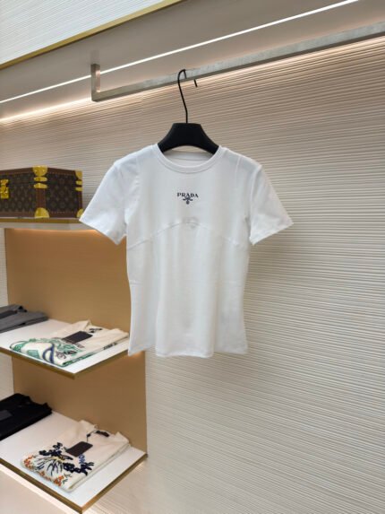 Prada Cropped Cotton-Blend Raglan Short-Sleeve Top [Women's]