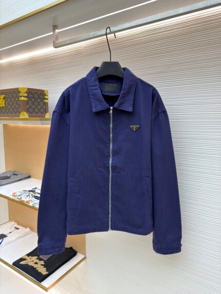 Prada Distressed Denim Jacket with Triangle Logo