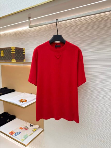 Prada Triangle Logo Crewneck Short-Sleeve T-Shirt