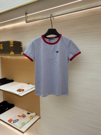 Prada Striped Cotton Short-Sleeve Top [Women's]