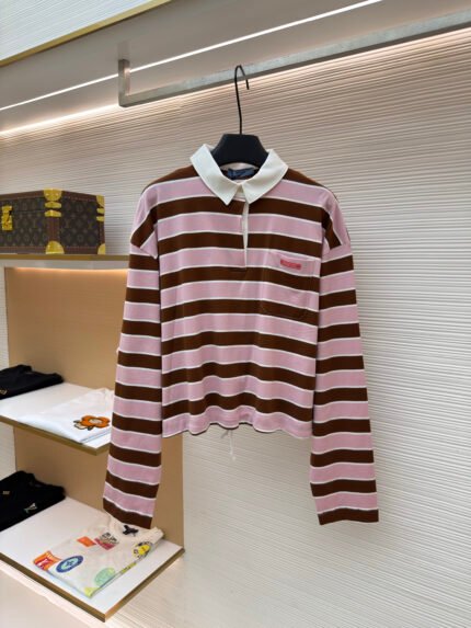 Prada Contrast-Stripe Long-Sleeve Polo [Women's]