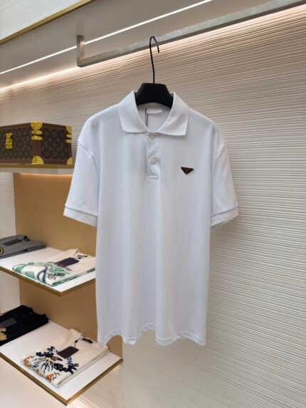 Prada Steel-Logo Polo Shirt