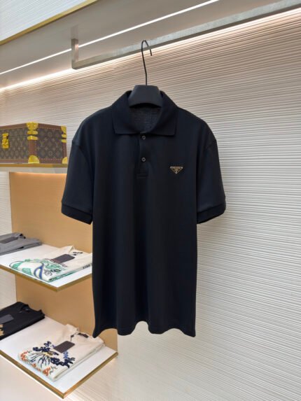 Prada Steel-Logo Polo Shirt