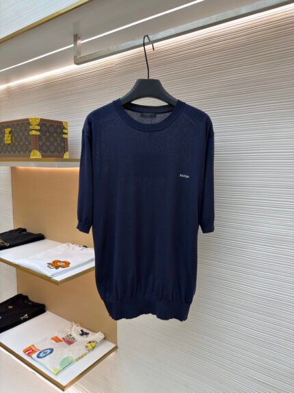 Prada Jacquard Short-Sleeve Sweater
