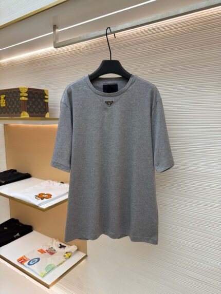 Prada Short-Sleeve T-Shirt with Front Triangle Logo