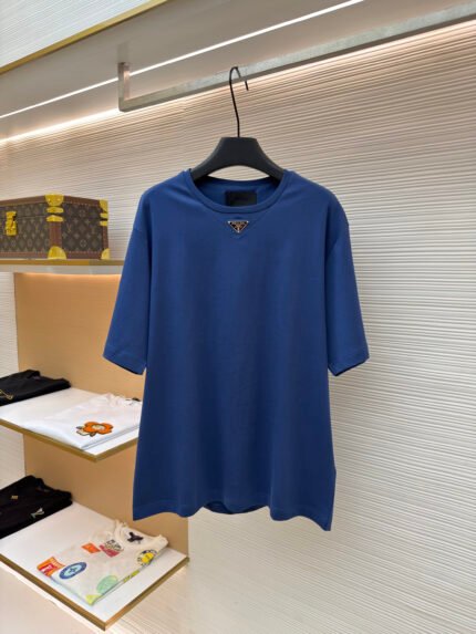 Prada Short-Sleeve T-Shirt with Front Triangle Logo