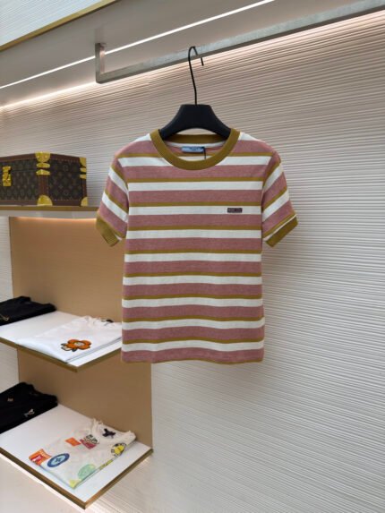 Prada Logo-Stripe Short-Sleeve Top [Women's]