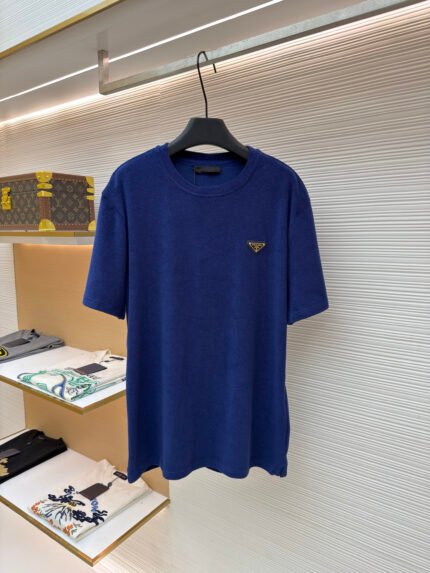 Prada Triangle Logo Terry Short-Sleeve Shirt