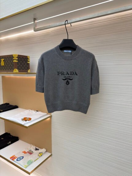 Prada Embroidered Logo Cropped Sweater [Women's]