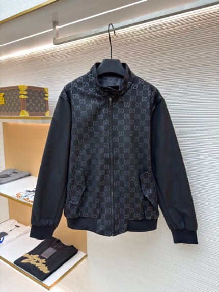 Gucci Embossed GG Suede Jacquard Bomber Jacket