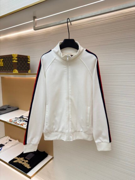 Gucci Contrast Web-Stripe Long-Sleeve Knit