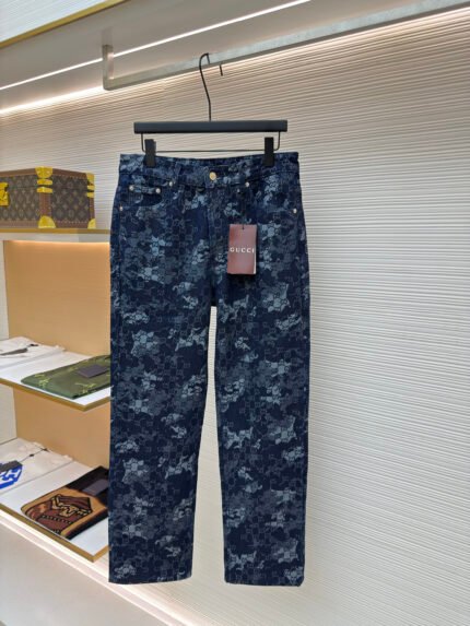 Gucci All-Over Jacquard Denim Jeans
