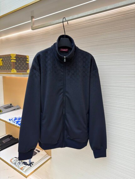 Gucci Rhinestone-Embellished Zip-Up High-Neck Jacket