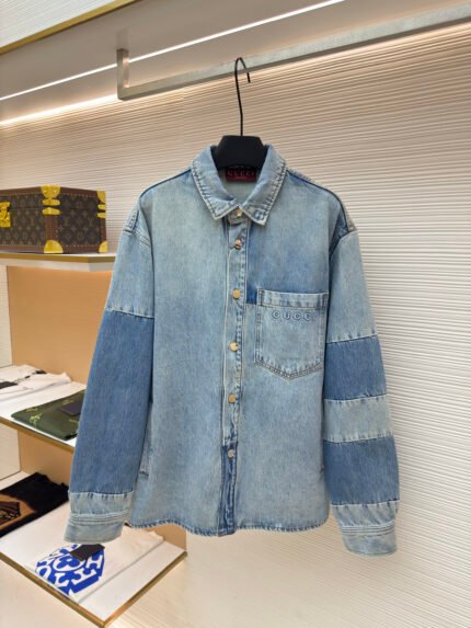 Gucci Washed Embossed Denim Jacket