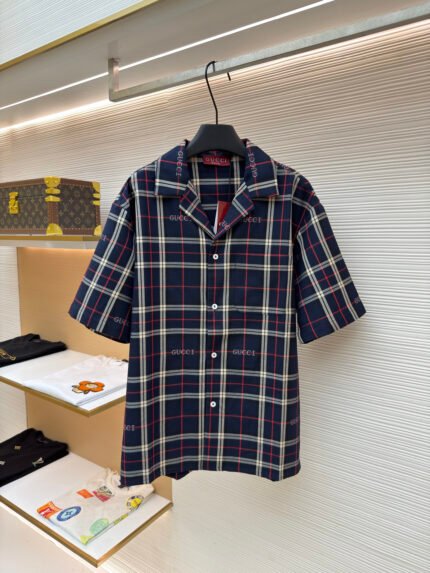 Gucci Contrast-Stripe Short-Sleeve Shirt