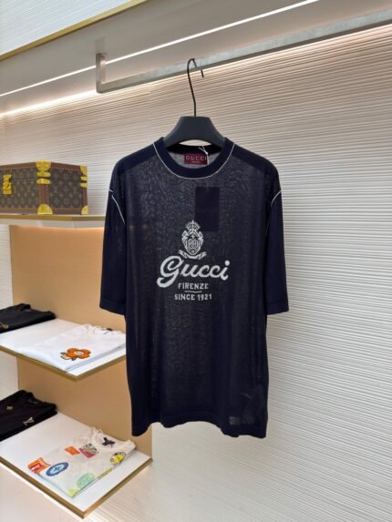 Gucci Color-block Intarsia-Knit Short-Sleeve Sweater
