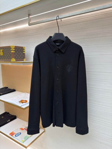 Gucci Embroidered Piqué Cotton Shirt with Logo Buttons