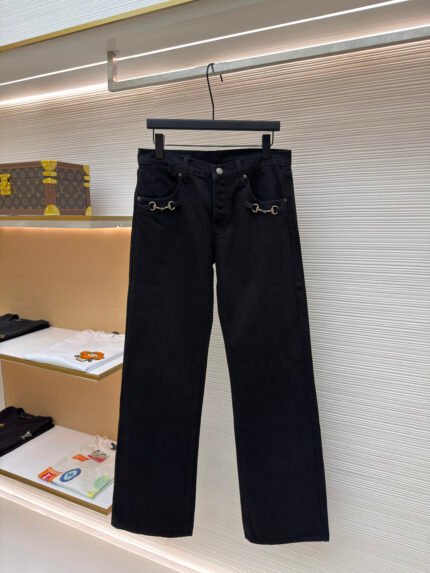 Gucci Washed Denim Jeans with Buckle Detail