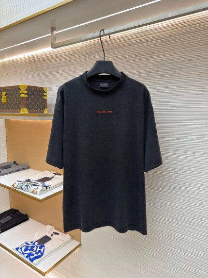 Balenciaga Letter-Embroidered Short-Sleeve Top