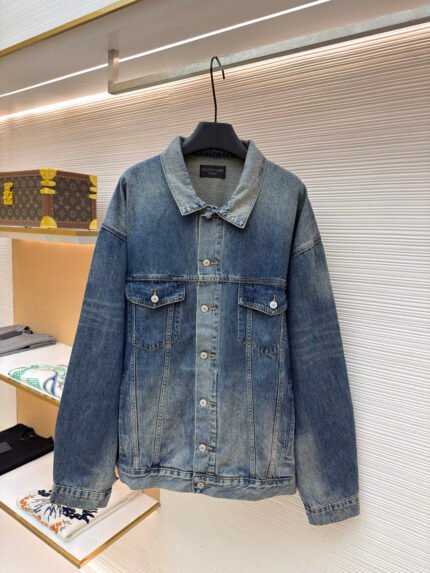 Balenciaga Masking Tape Denim Long-Sleeve Shirt