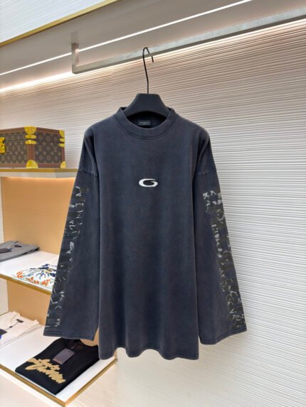 Balenciaga Tape-Letter Long-Sleeve Top