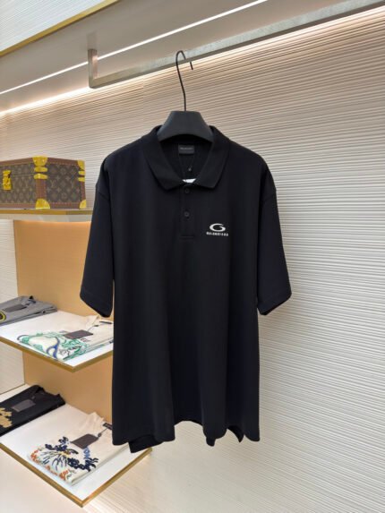 Balenciaga Letter-Embroidered Polo Shirt