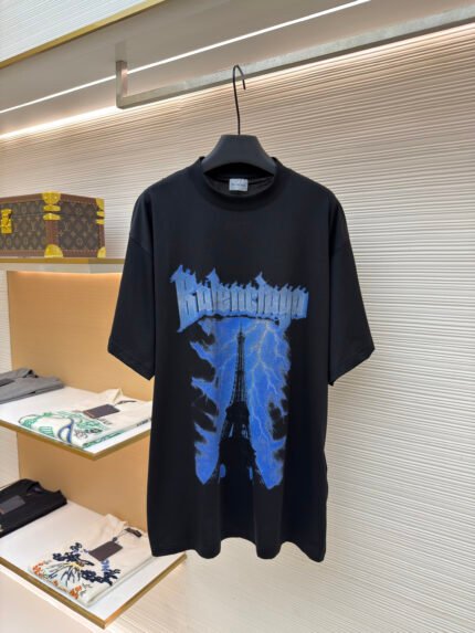 Balenciaga Eiffel Tower & Lightning Print T-Shirt