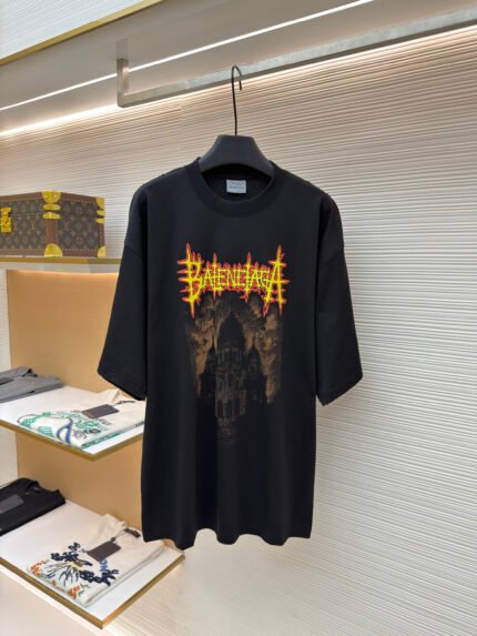 Balenciaga Castle Print Short-Sleeve T-Shirt
